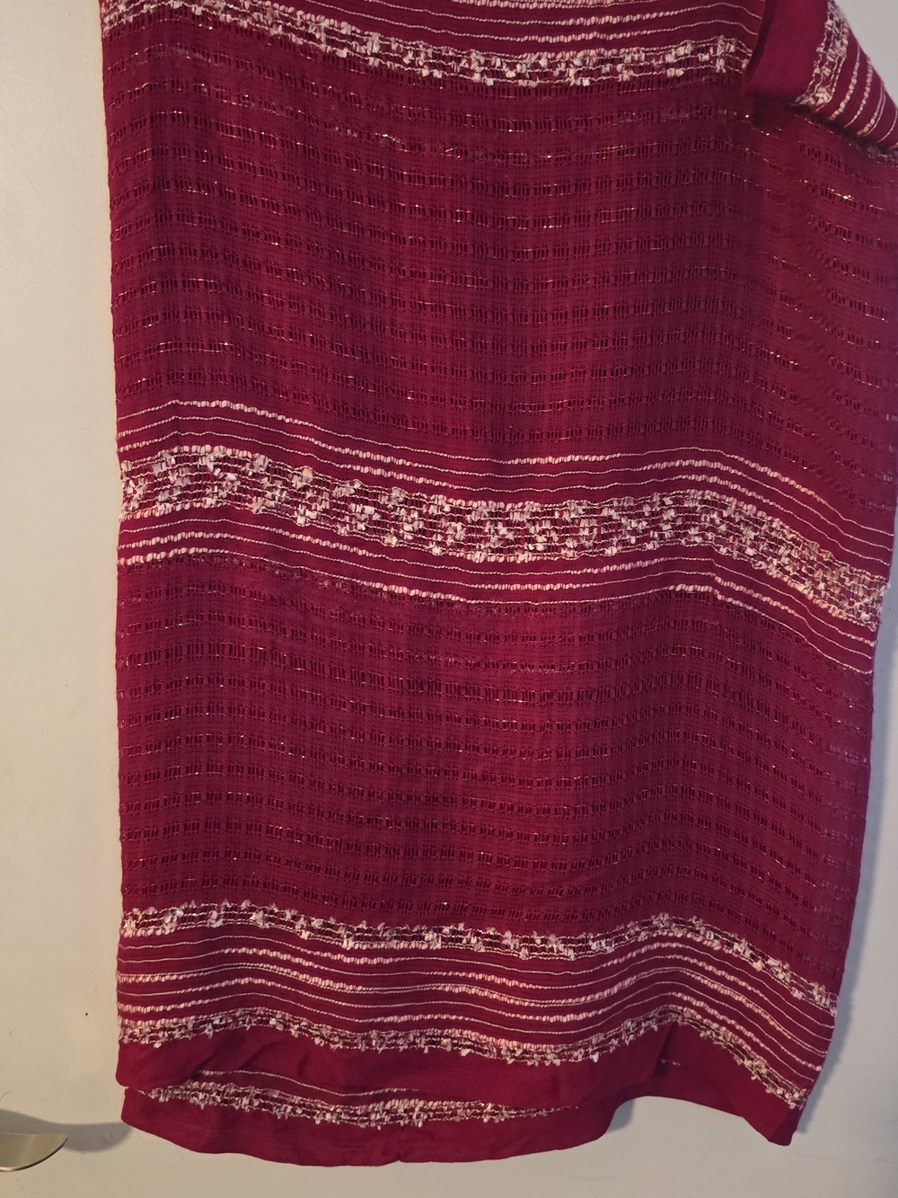 Cato Magenta and White Woven Wrap Scarf